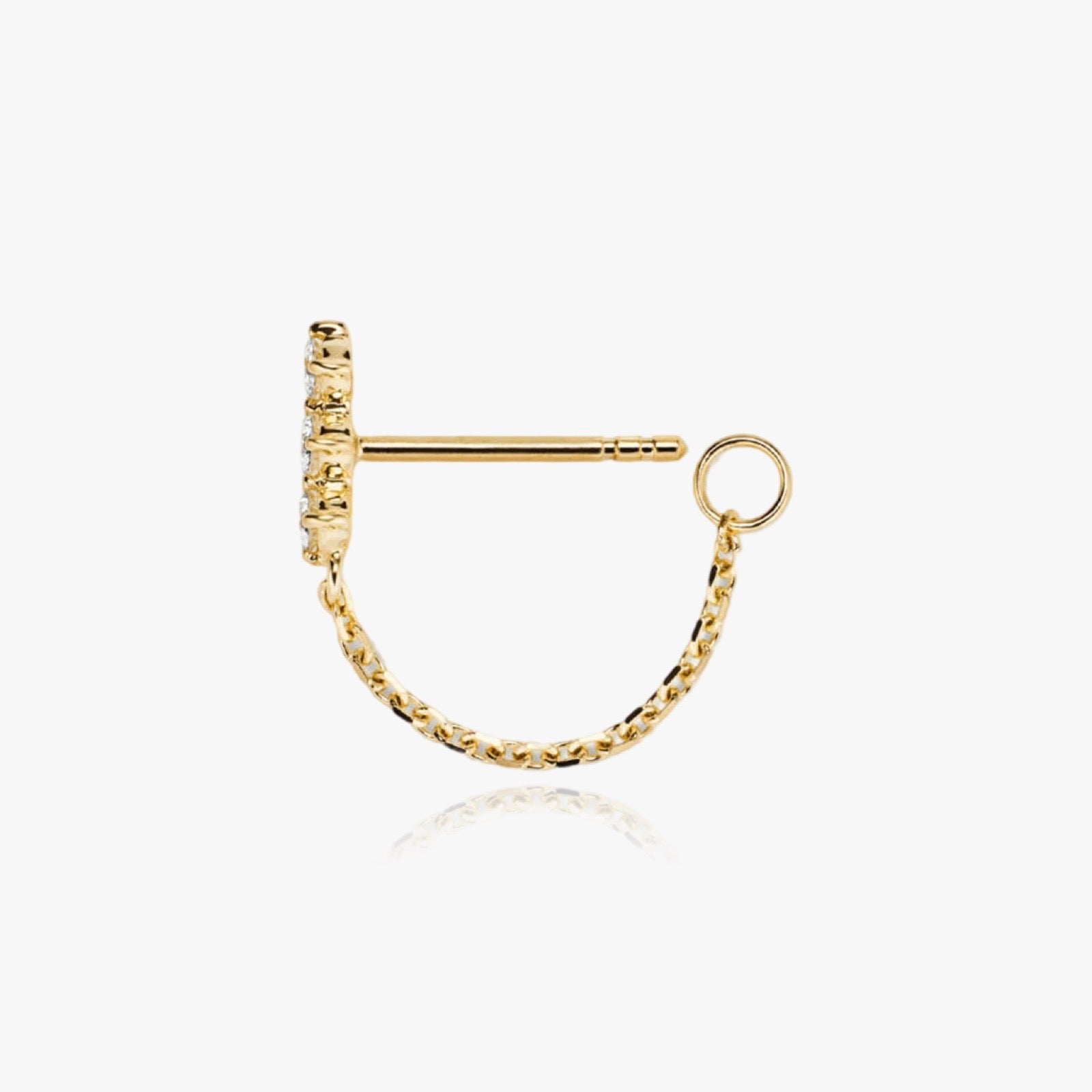 Close-up of Transformer earring showing crystals and chain