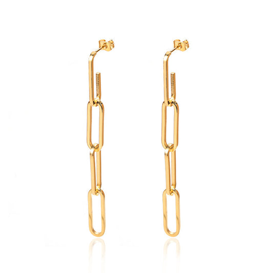 Clip Chain Hängeohrringe Gold – Vorderansicht