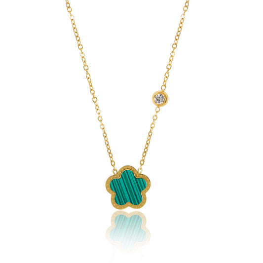 Clover Anhänger Halskette Gold Grün – Vorderansicht