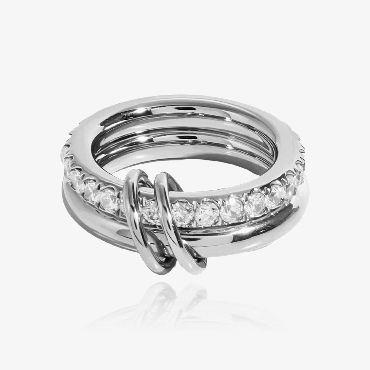 Double crystal CONNECTION ring in elegant gift box