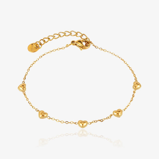 Gold dainty heart bracelet – waterproof minimalist jewelry – Loveness