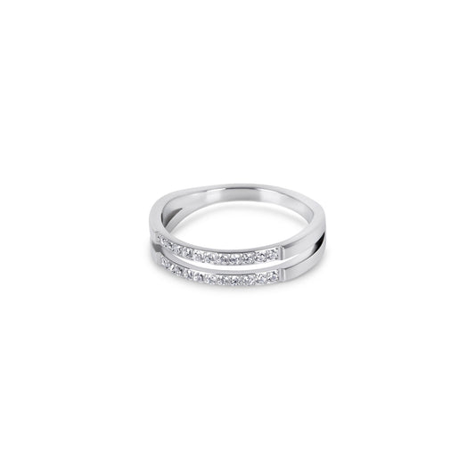 Doppel-Lagen-Steinring Silber – Vorderansicht