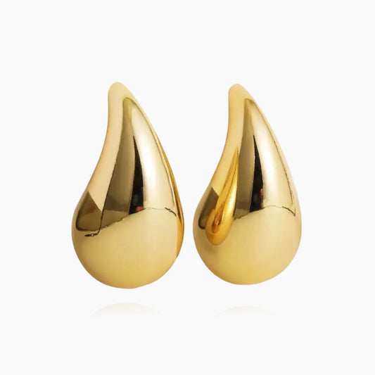 Droplet hoop earrings in gold and silver – front view