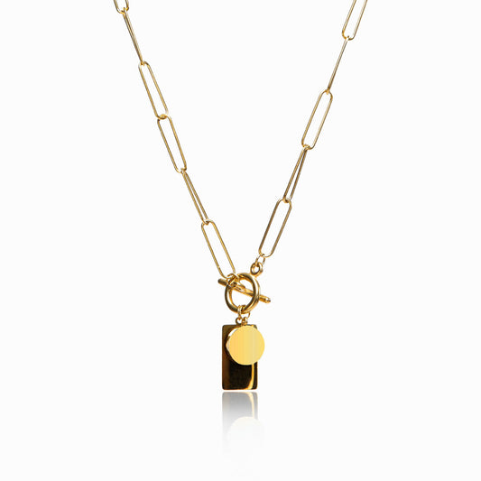 Rectangle Toggle Chain Halskette Gold – Vorderansicht