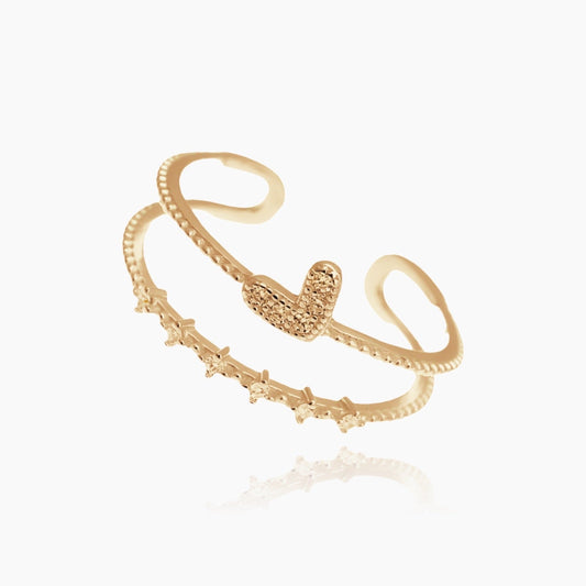 Front view of ELLA heart ring in sterling silver
