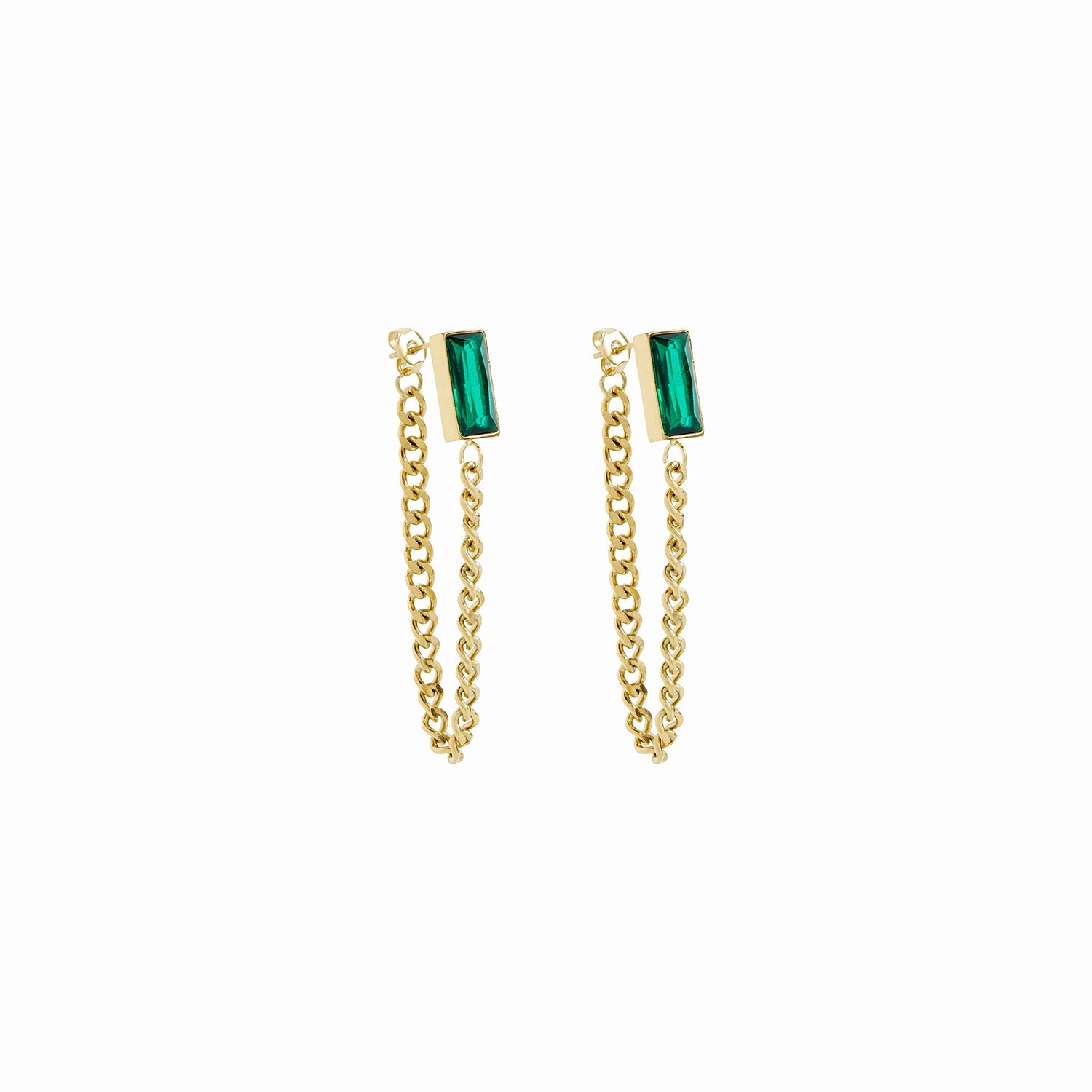 Emerald Cuban Hängeohrringe Gold – Vorderansicht