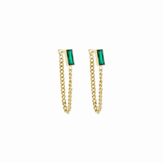 Emerald Cuban Hängeohrringe Gold – Vorderansicht