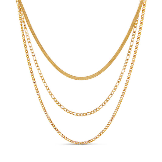 Essential Layered Chain Set Gold – Vorderansicht