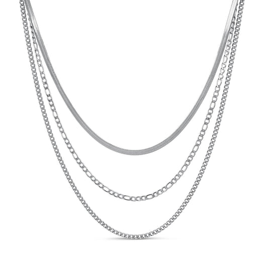Essential Layered Chain Set Silber – Vorderansicht