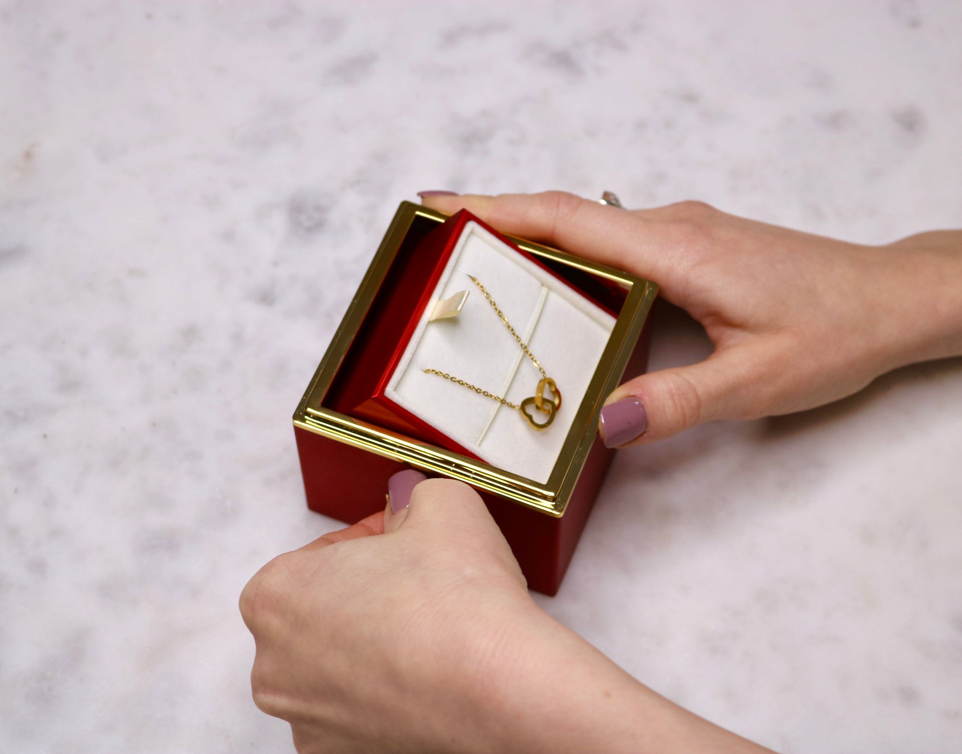 Eternal rose gift box closed with ribbon