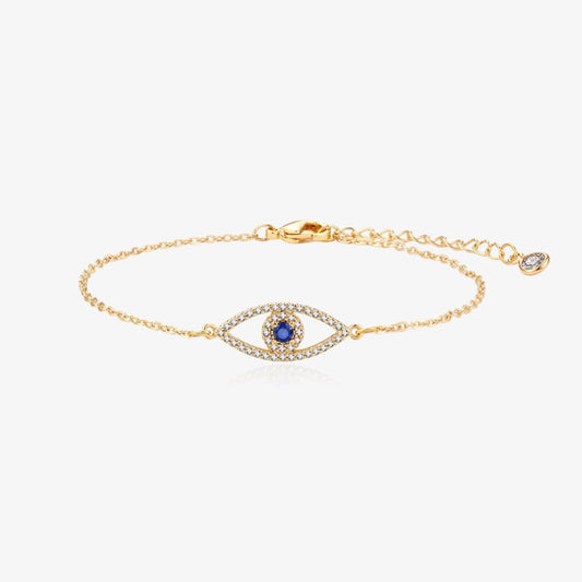 18K gold evil eye protection bracelet with blue crystals – waterproof jewelry – Loveness