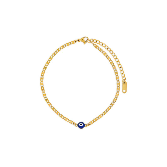 Evil Eye Fußkettchen Gold – Vorderansicht