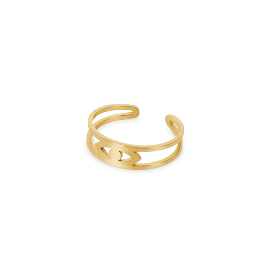 Evil Eye Verstellbarer Ring Gold – Vorderansicht