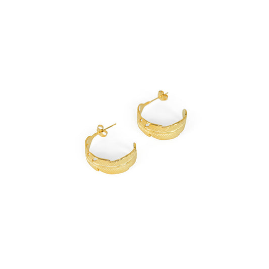 Feather Creolen Gold – Vorderansicht
