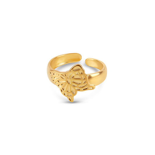 Flora Wappen Ring Gold – Vorderansicht