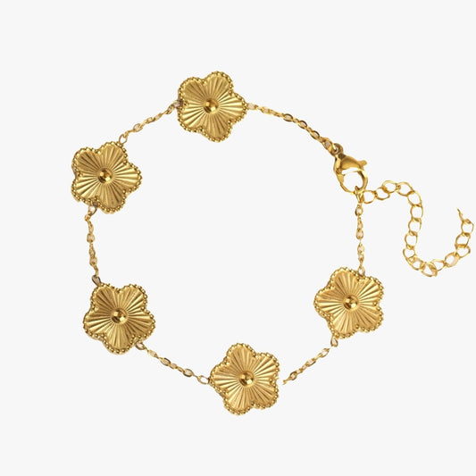 Flower clover bracelet in gold – front view