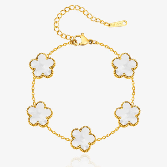 Gold flower clover bracelet waterproof dainty jewelry – Loveness