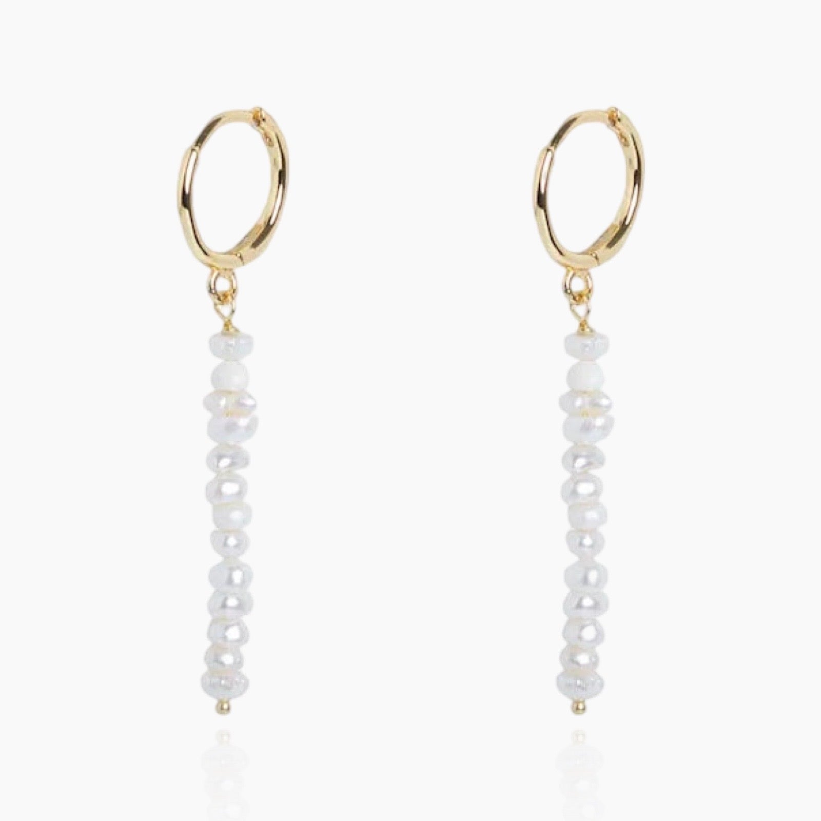 Front view of 18K gold freshwater pearl earrings