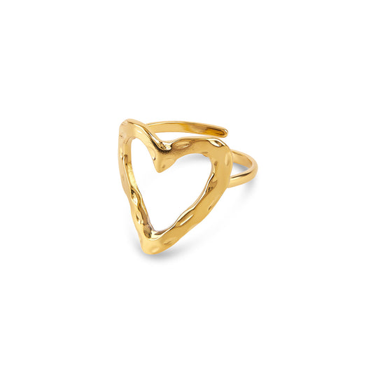 Gefertigtes Herz Ring Gold – Vorderansicht