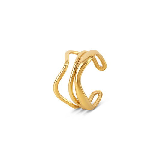 Geschichtete Skulptur Ring Gold – Vorderansicht