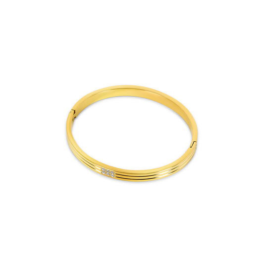 Geschnitzter Stein Armreif Gold – Vorderansicht