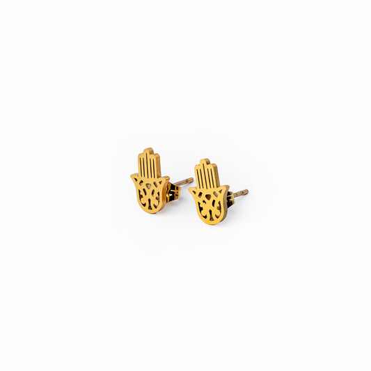 Hamsa Hand Ohrstecker Gold – Vorderansicht