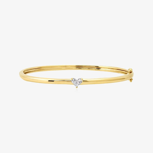 Gold heart bangle bracelet with zircon crystals – waterproof jewelry by Loveness