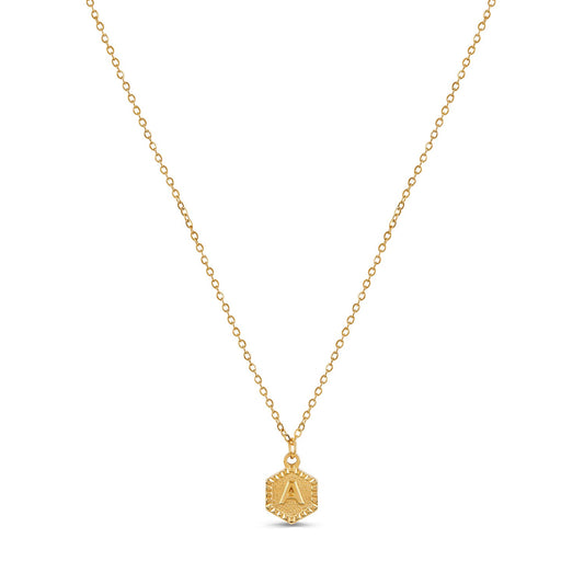 Hex Initial Halskette Gold – Vorderansicht