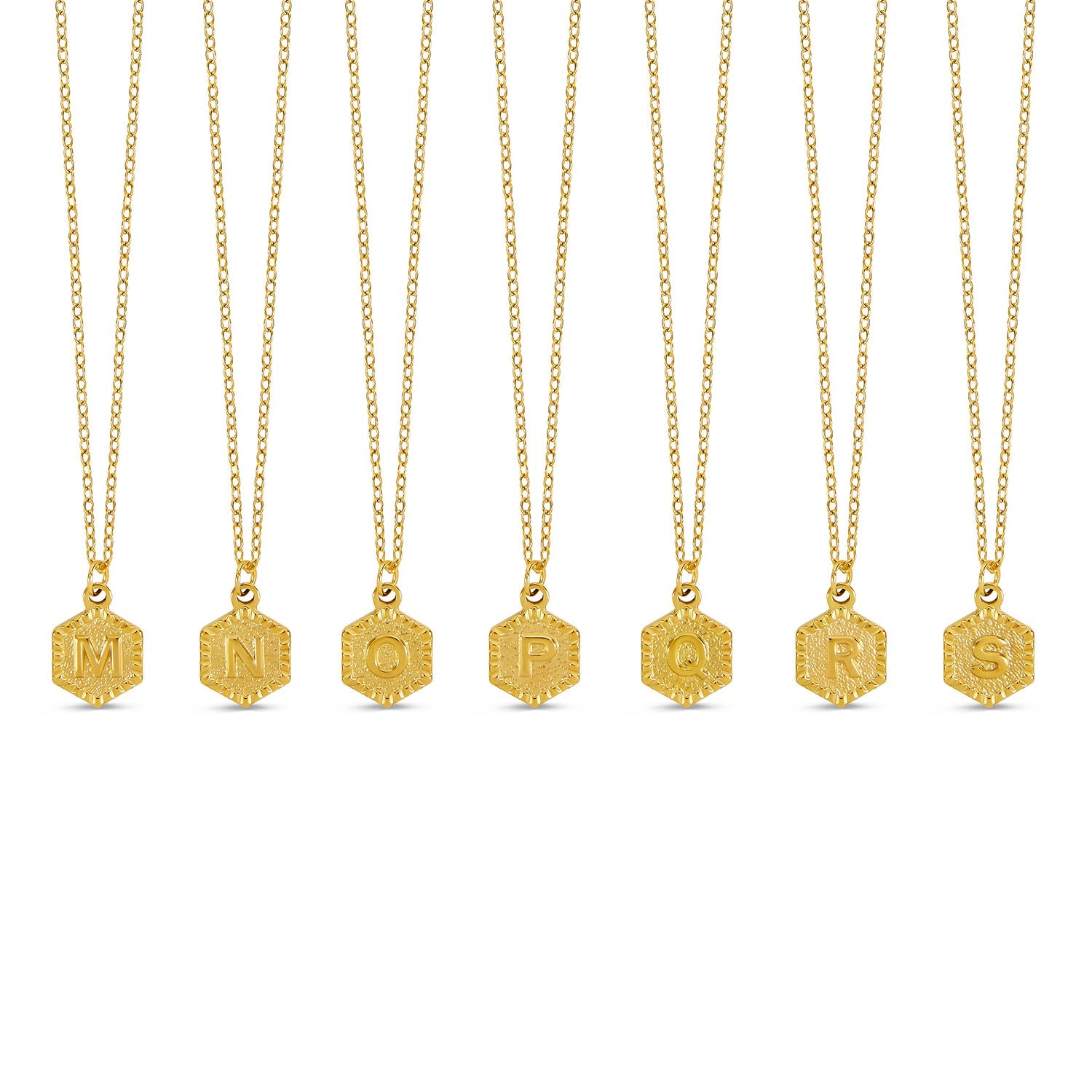 Hex Initial Halskette Gold in Geschenkbox