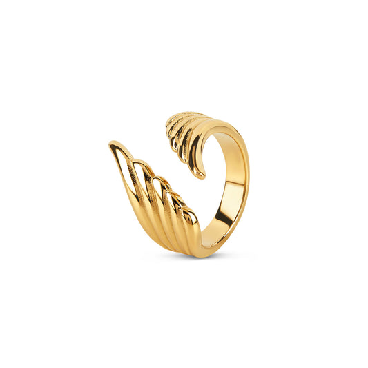 Himmlischer Flügel Wickelring Gold – Vorderansicht