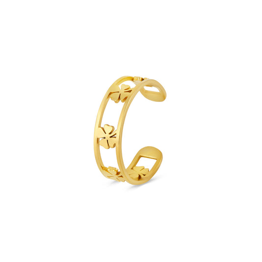 Hohler Klee Ring Gold – Vorderansicht