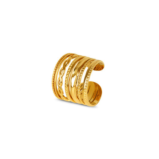 Hydra Stapelring Gold – Vorderansicht