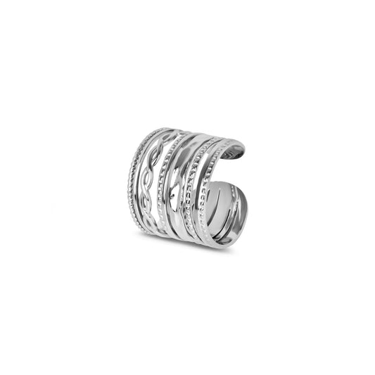 Hydra Stapelring Silber – Vorderansicht