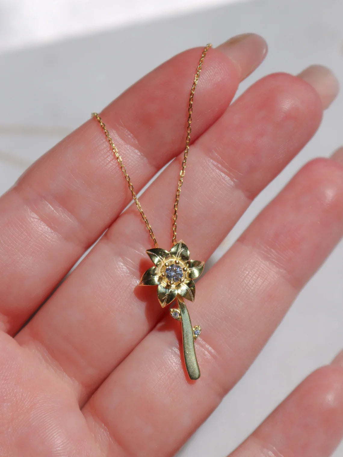 Rapunzel Flower Gleam and Glow Necklace, 925 Sterling Silver