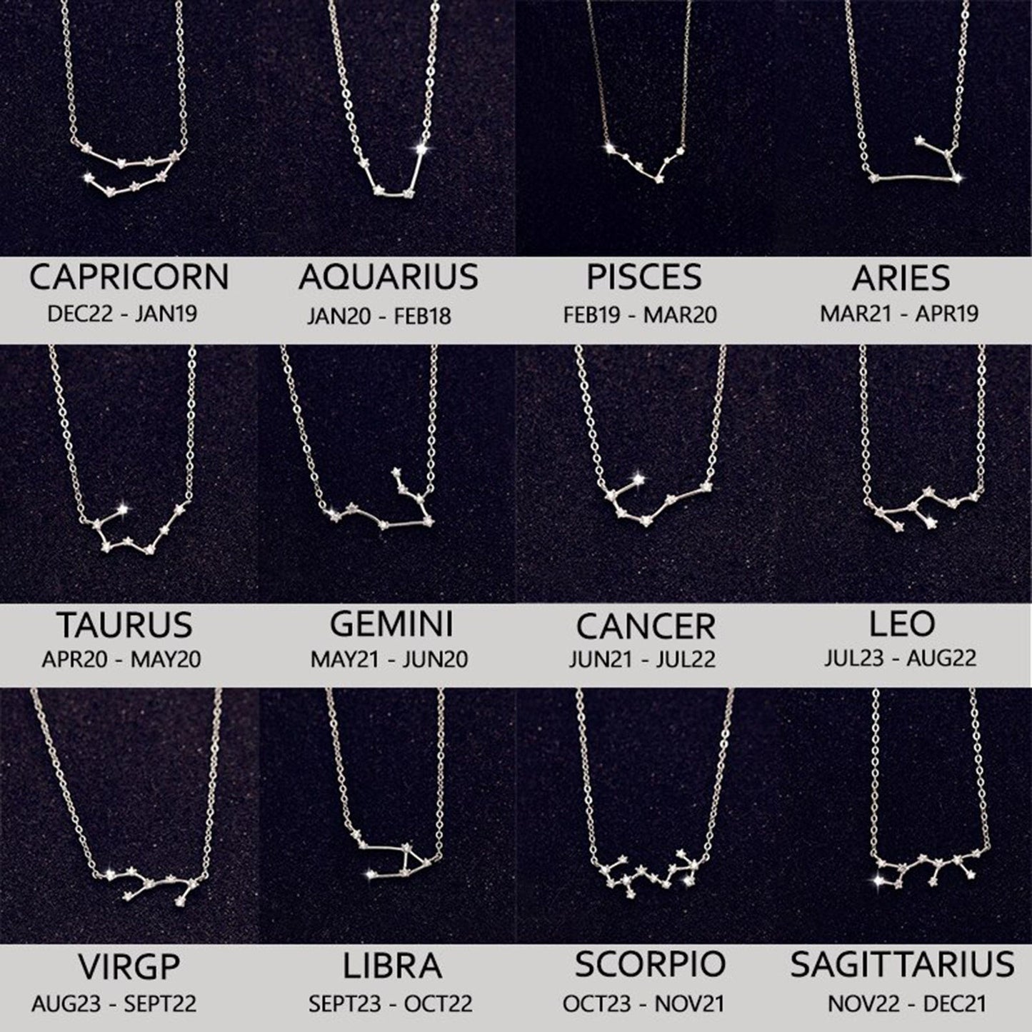 Zodiac Constellation Jewelry Set in Sterling Silver | Earrings + Necklace
