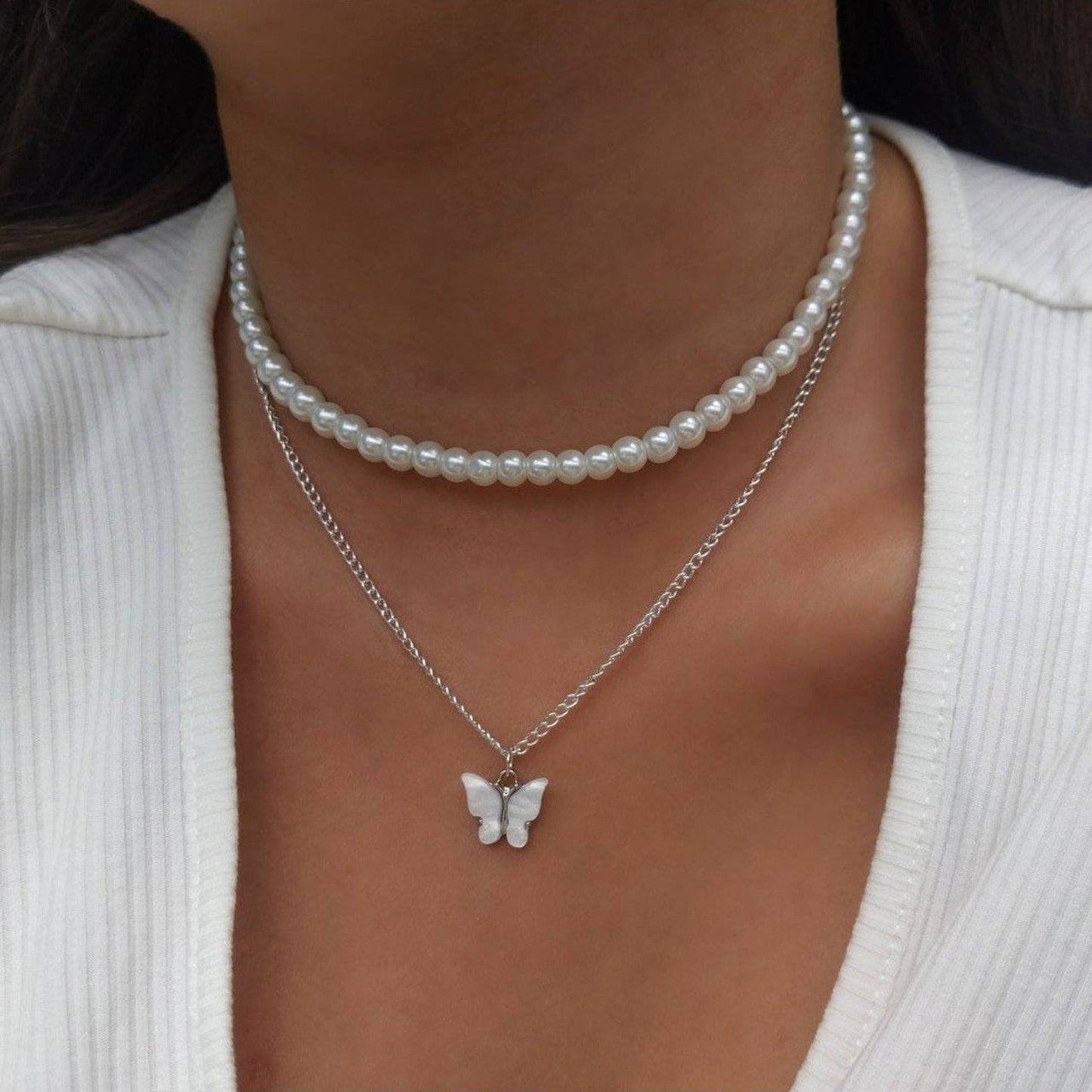 Silver 90's Chic Butterfly Set