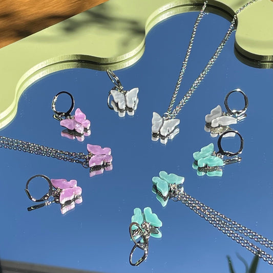 Silver 90's Chic Butterfly Set