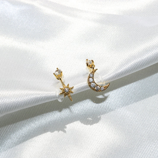 Moon & Star Clip On Earrings