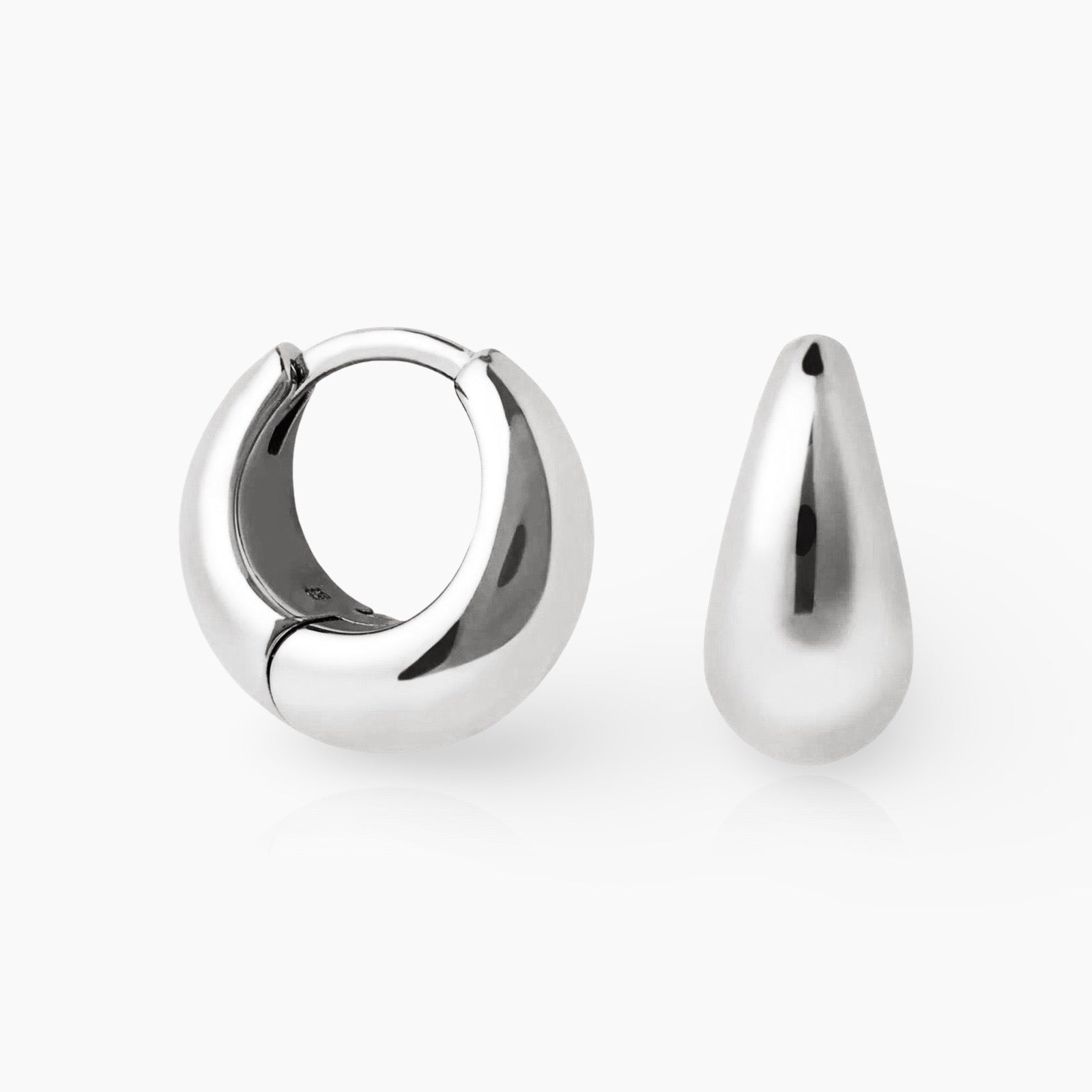 Side angle of minimalist KAYA hoop earrings