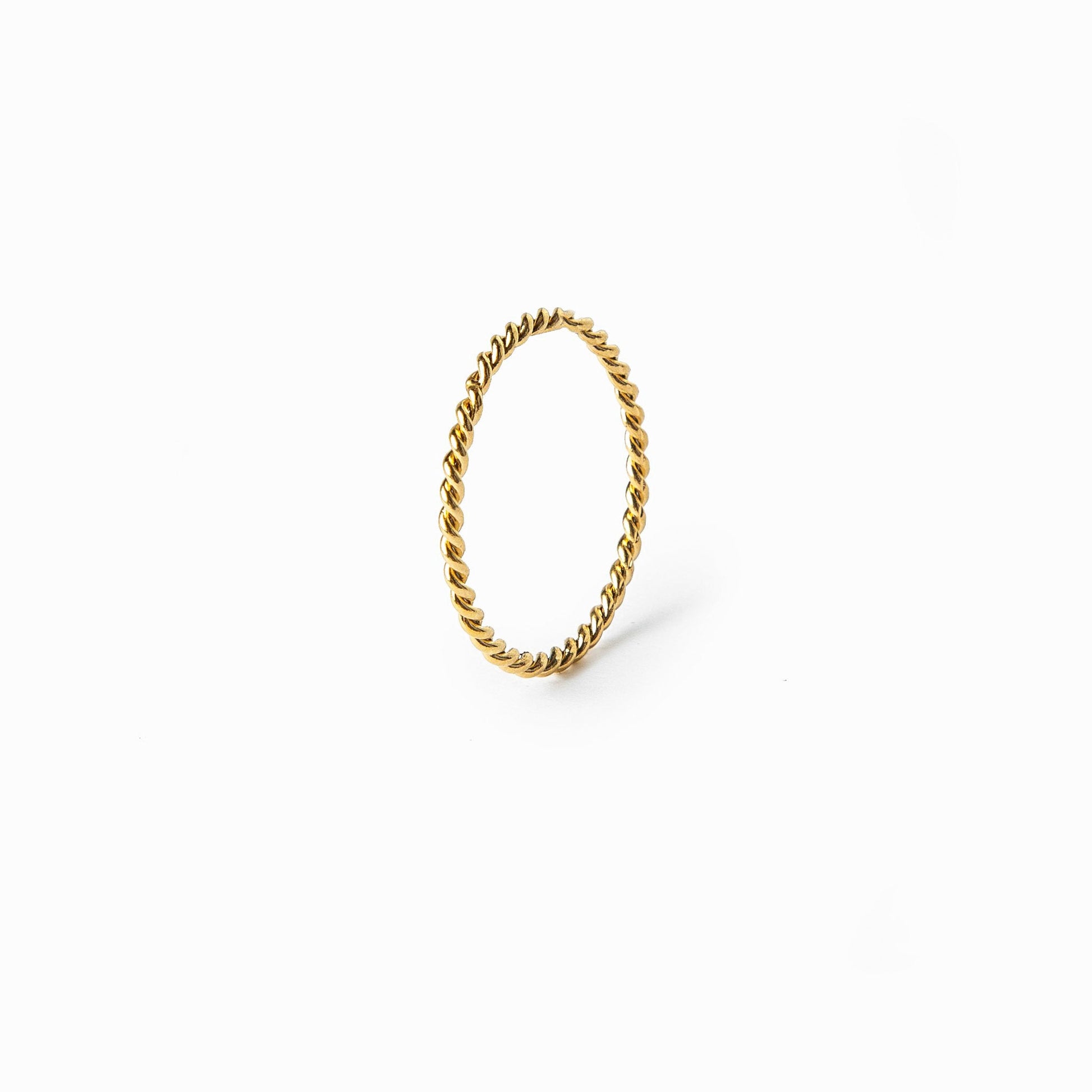 Kordel Twist Kettenring Gold Vorderansicht