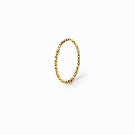 Kordel Twist Kettenring Gold Vorderansicht