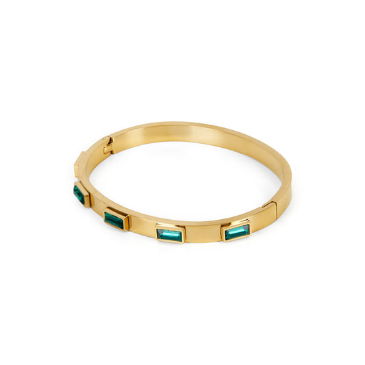 Kubischer Stein Armband Gold Grün – Vorderansicht