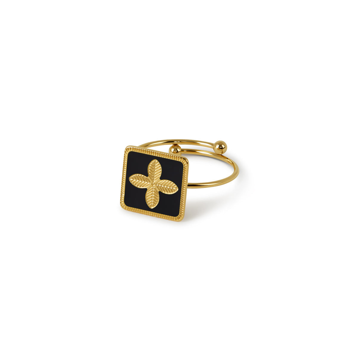 La Fleur Plattenring Gold/Schwarz – Vorderansicht