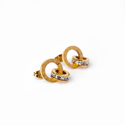 Latin Linked Rings Ohrringe Gold – Vorderansicht