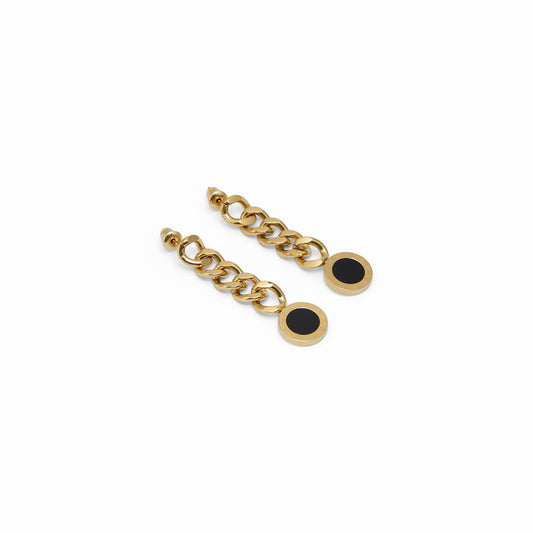 Latin Onyx Cuban Hängeohrringe Gold – Vorderansicht