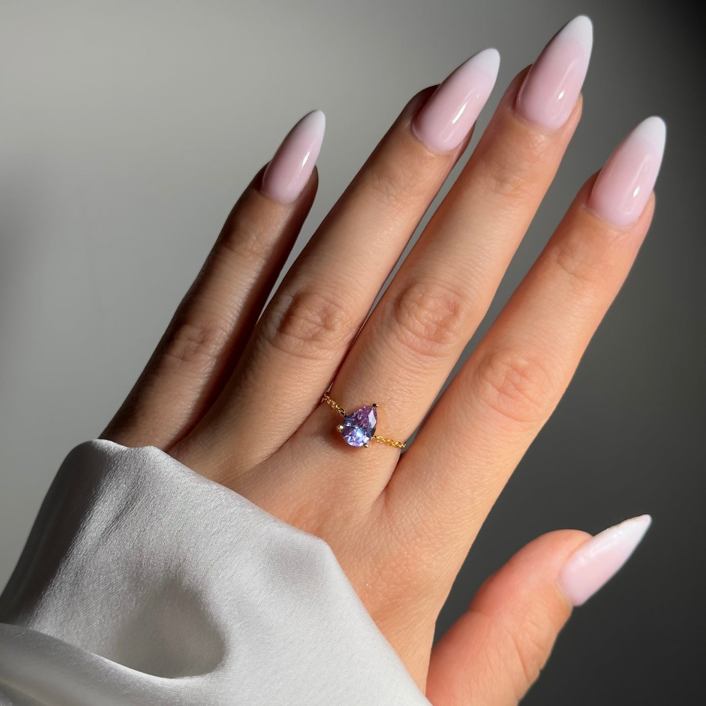 Light amethyst chain ring, perfect gift for her