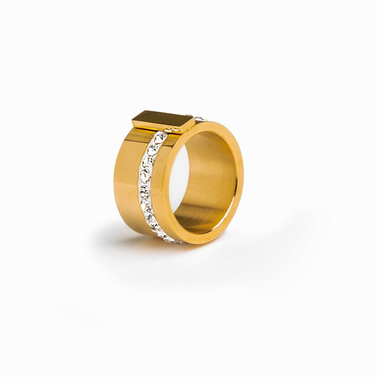 Liguria Steinring Gold – Vorderansicht