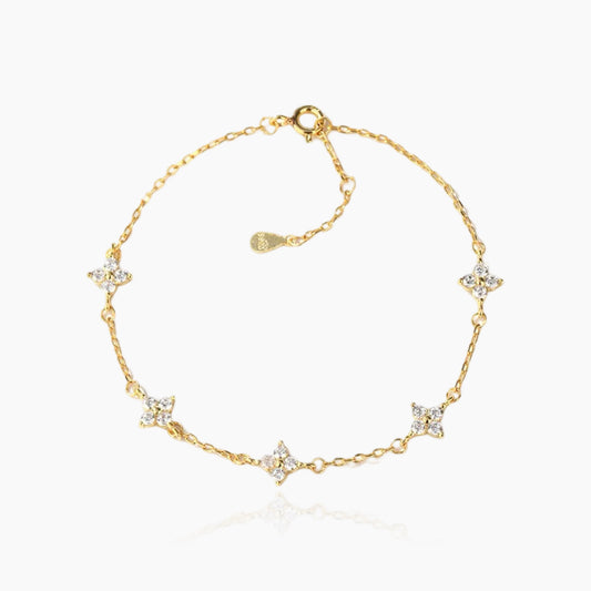 Lucky clover bracelet in 925 silver and gold – front view