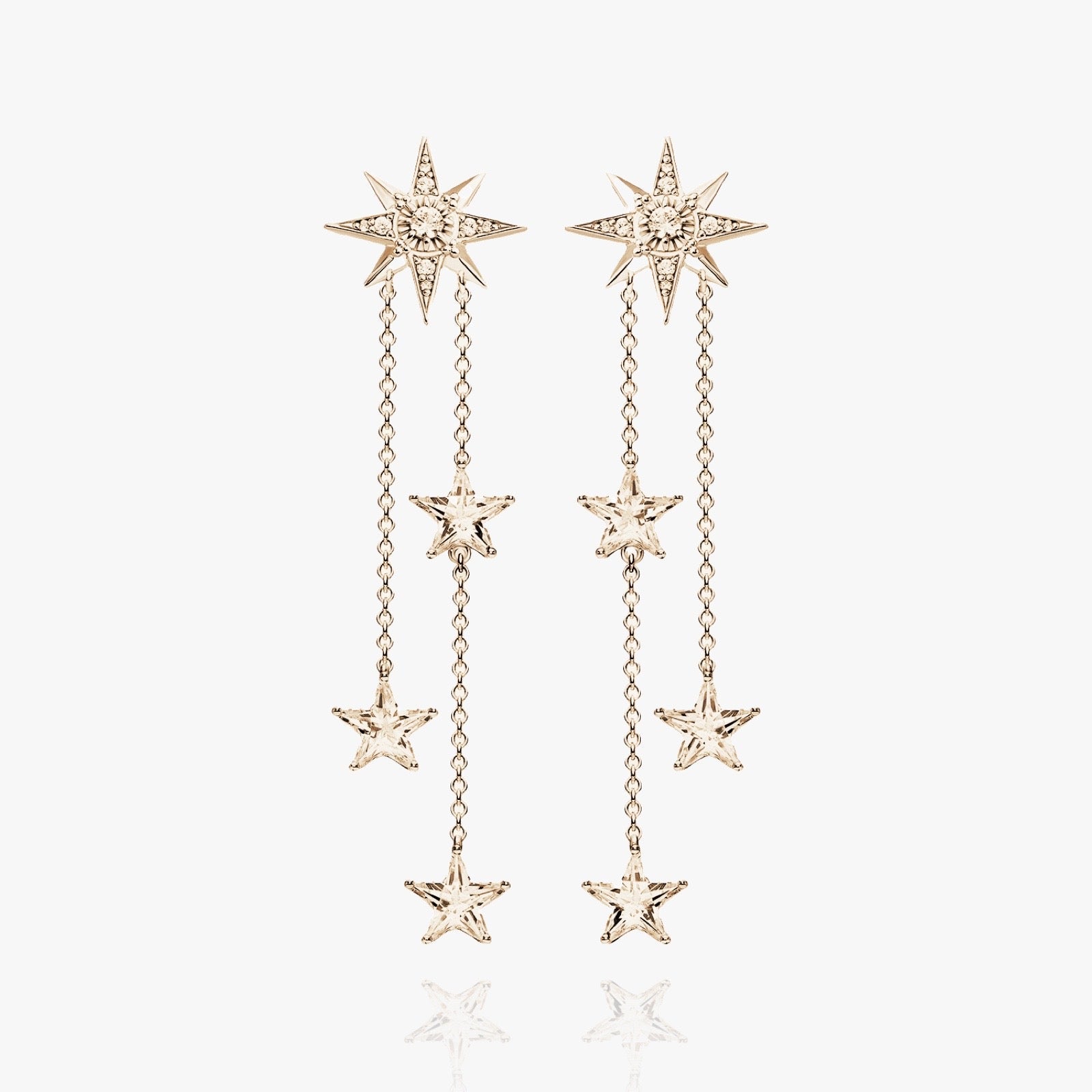 Lucky Stars earrings displayed in elegant gift packaging