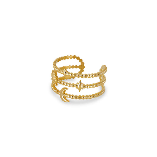 Luna Verstellbarer Ring Gold – Vorderansicht